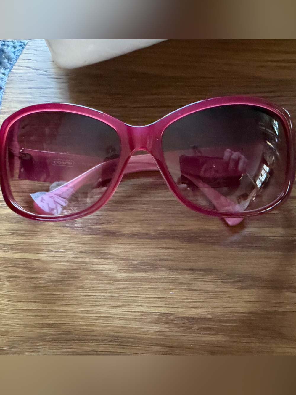 Coach Trisha Burgundy vintage 2000s Pink Sunglasses large round rhinestone s8026